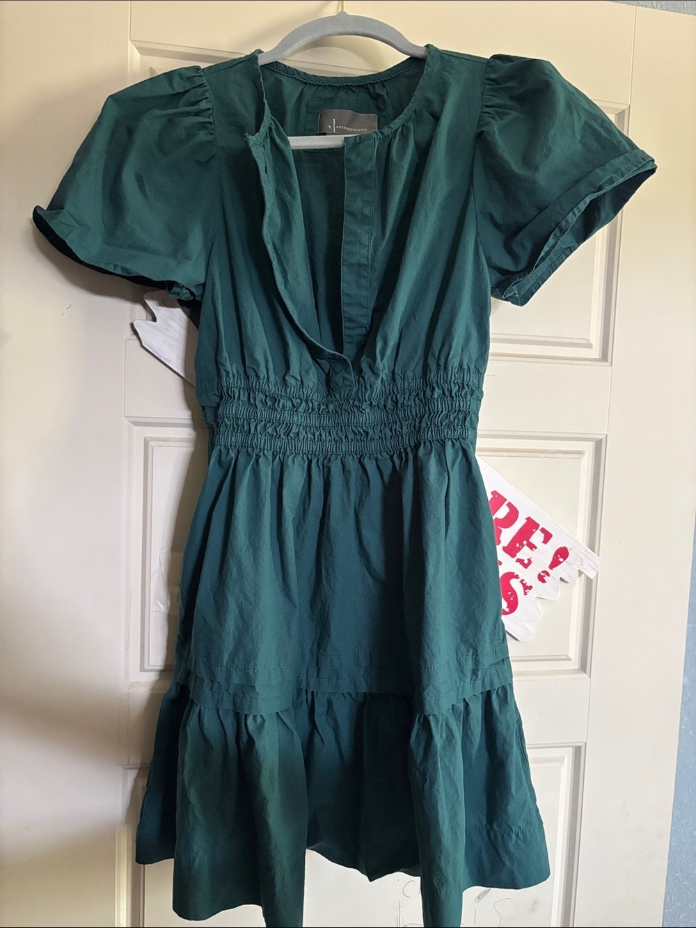 Anthropologie Somerset Teal Green Midi Dress Size XS Petite
